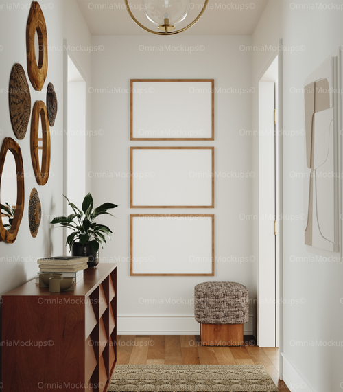 3 Horizontal 7x5 Wall Frames Mockup