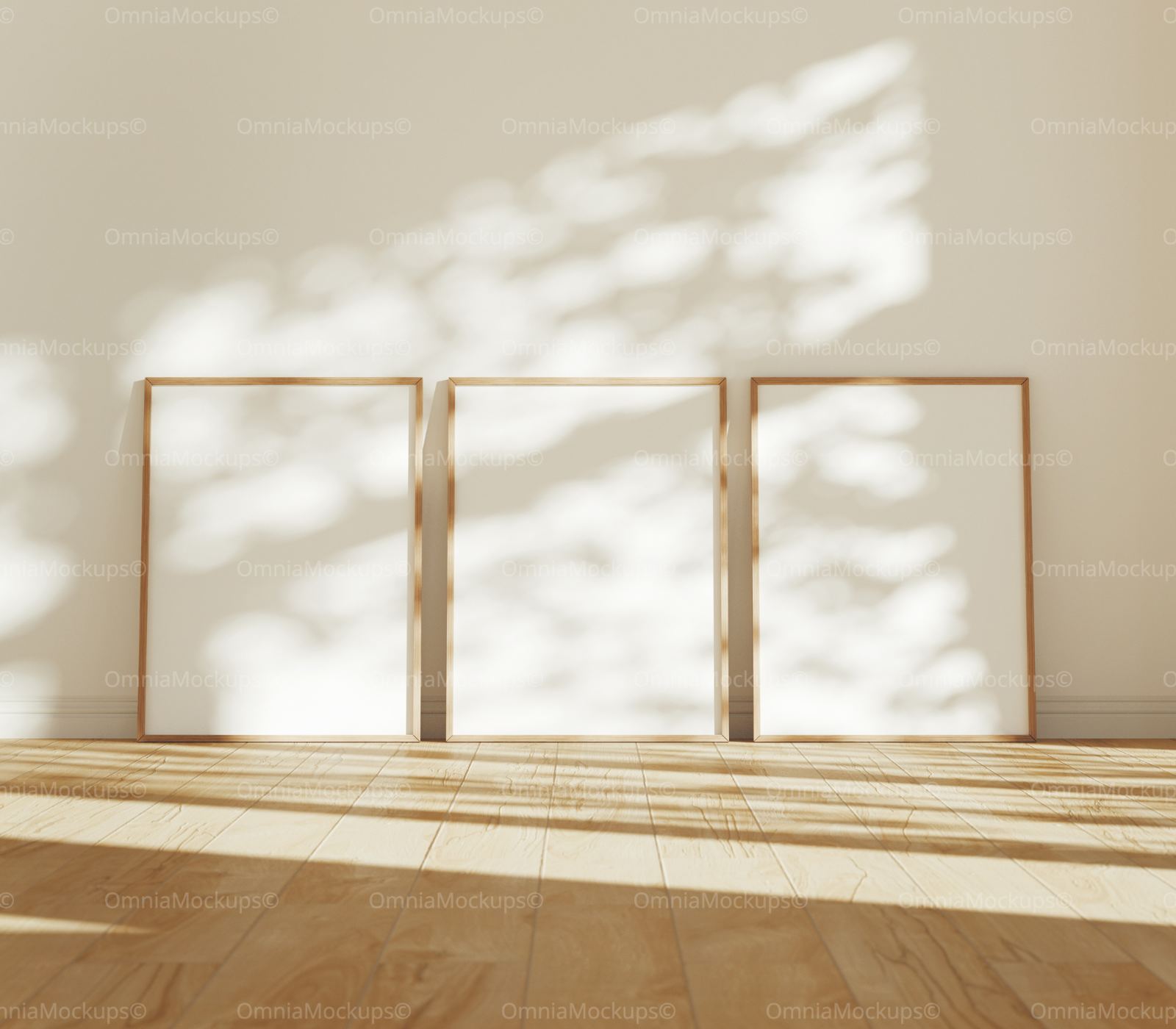 3 Vertical Frames Mockup With Sunlight