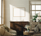 Horizontal 4x3 Living Room Wall Frame Mockup With Sunlight