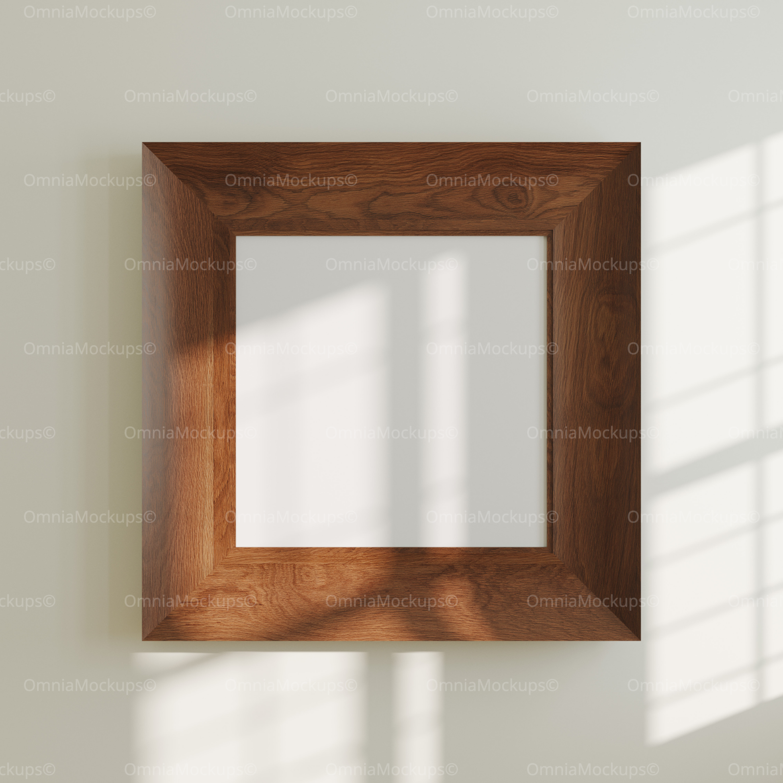 Square Wall Frame Mockup With Sunlight