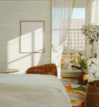 Vertical 3x4 Wall Frame With Sunlight Mockup