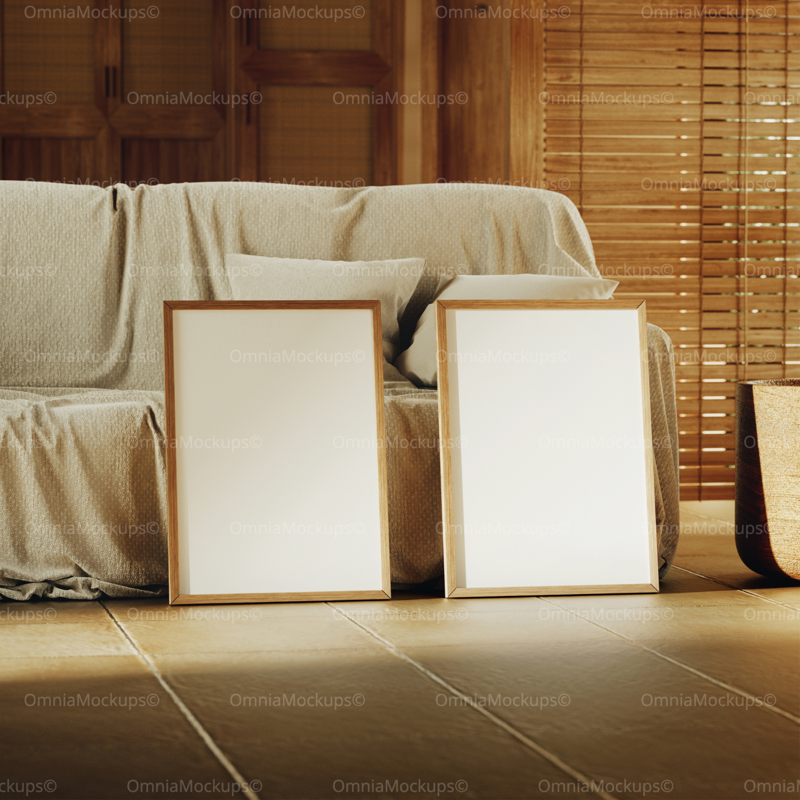 2 Vertical 5x7 Frames Mockup With Sunlight