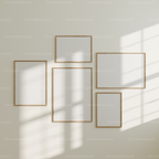 5 Vertical 5x7 Wall Gallery Frames Mockup With Sunlight