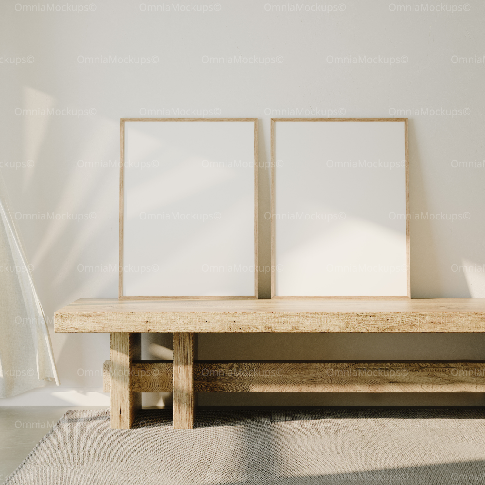 2 Vertical 3x4 Frames Mockup With Sunlight