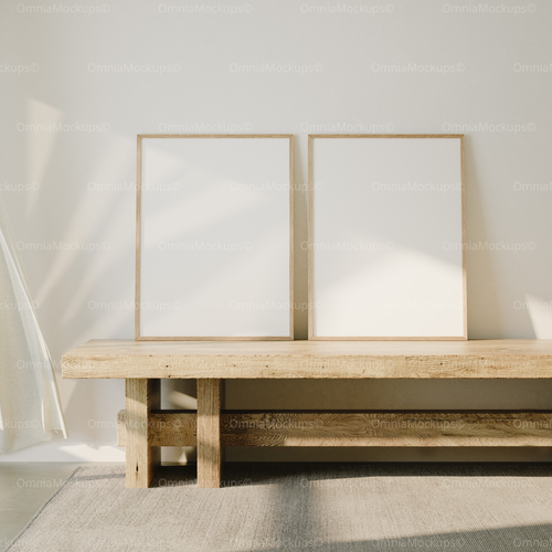 2 Vertical 3x4 Frames Mockup With Sunlight