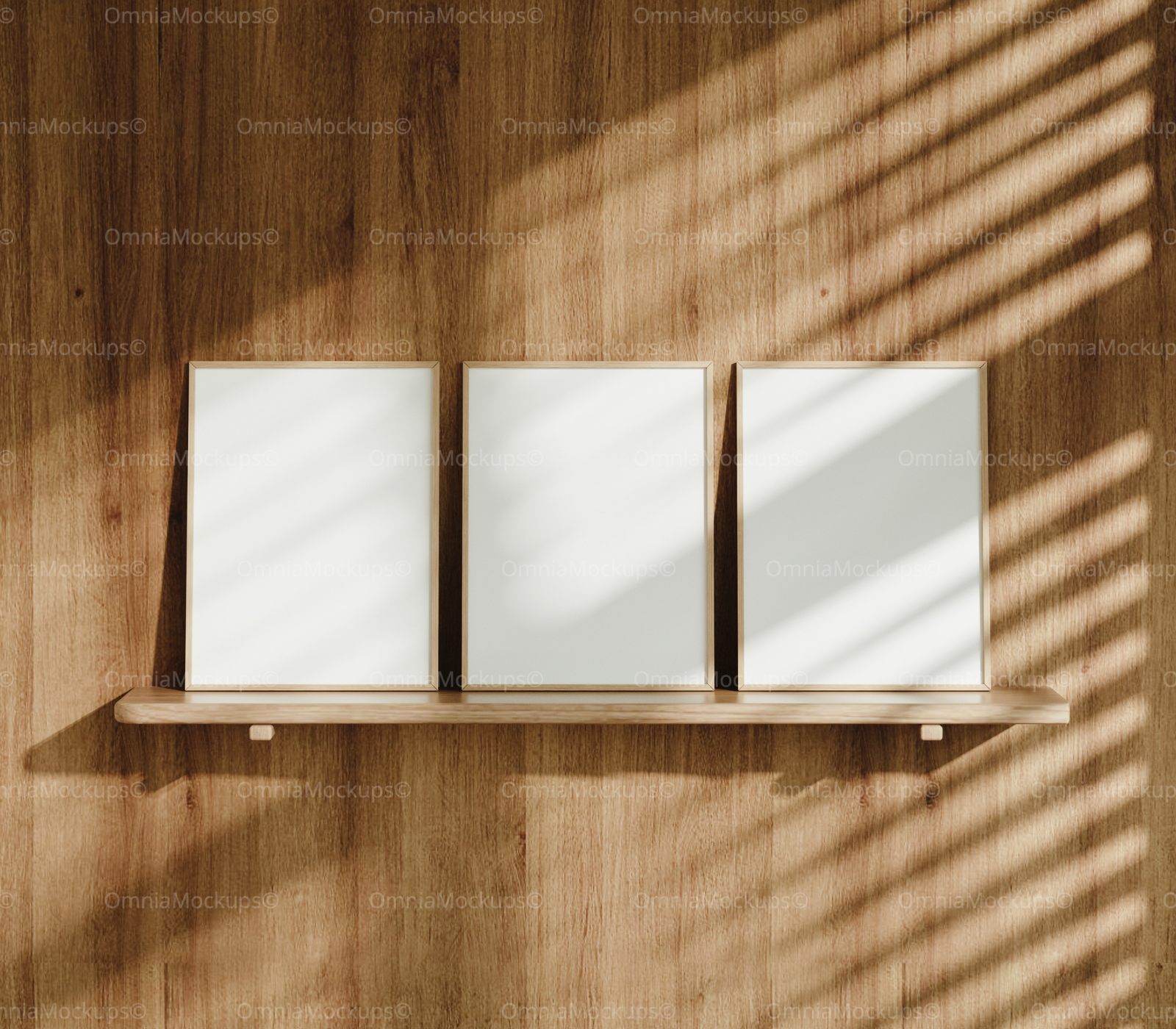 3 Vertical 3x4 Frames Mockup With Sunlight