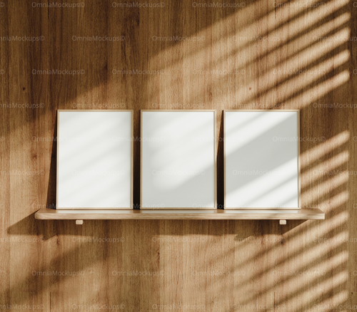 3 Vertical 3x4 Frames Mockup With Sunlight