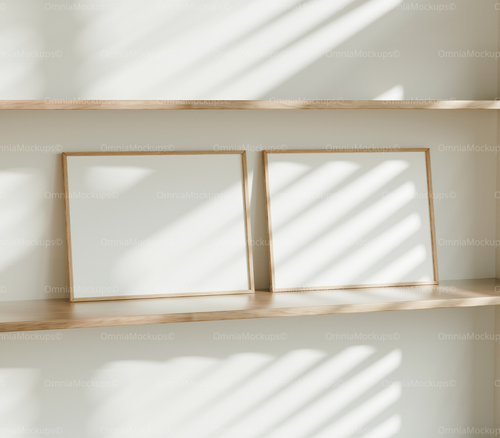 2 Horizontal 4x3 Frames Mockup With Sunlight