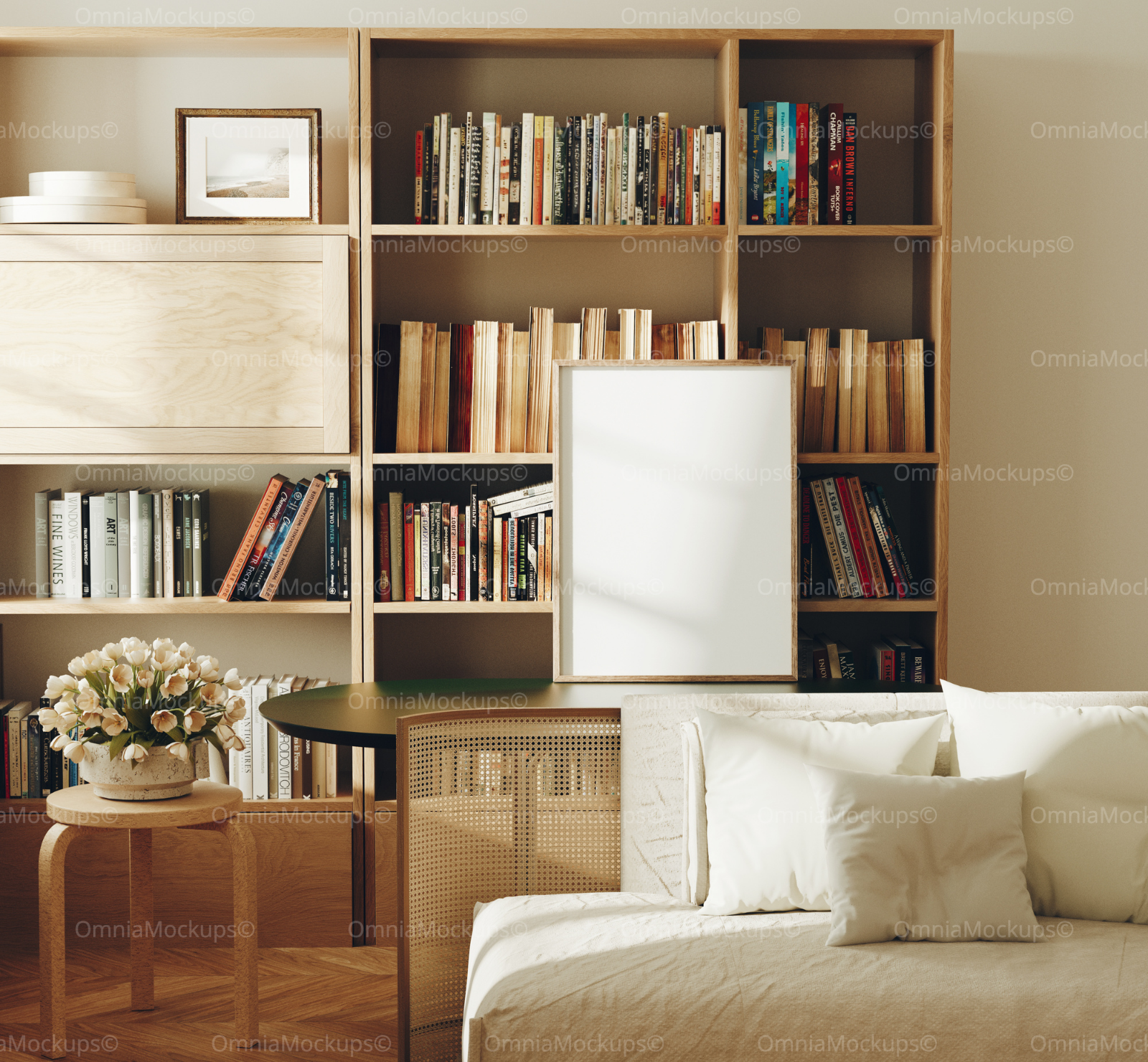 Vertical 3x4 Living Room Frame Mockup With Sunlight