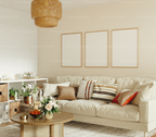 3 Vertical 3x4 Living Room Wall Frames Mockup