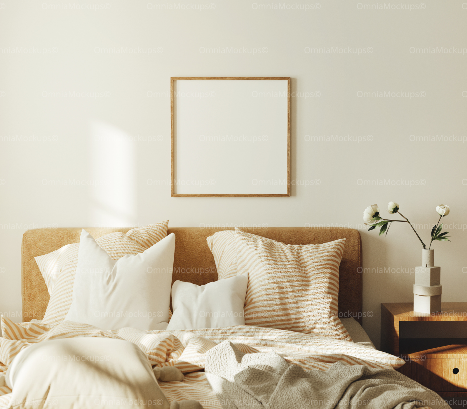 Square Bedroom Wall Frame Mockup