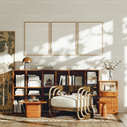 3 Vertical 3x4 Wall Frames Mockup With Sunlight