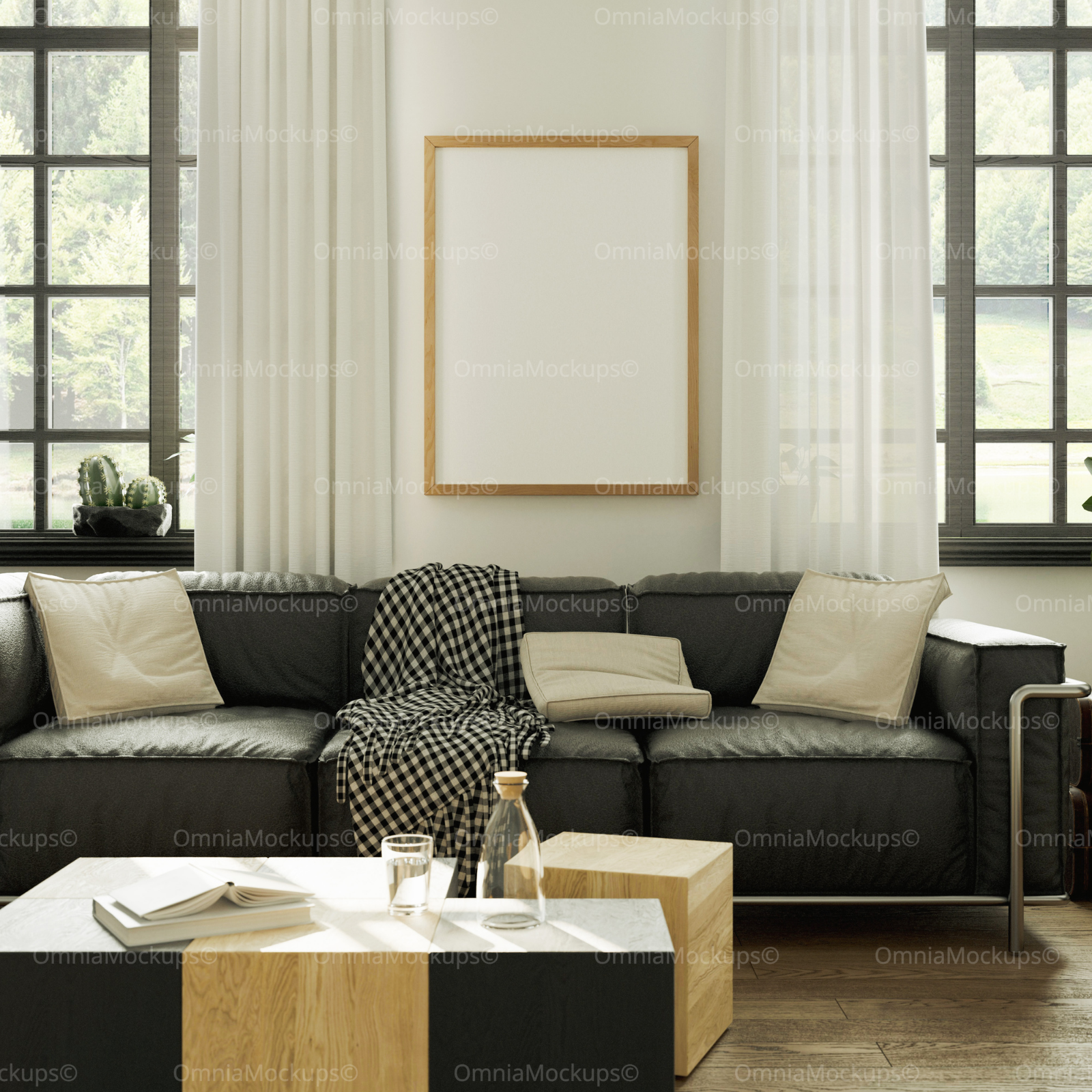 Vertical 3x4 Living Room Wall Frame Mockup