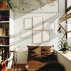 6 Wall Gallery 5x7 Frames Mockup With Sunlight