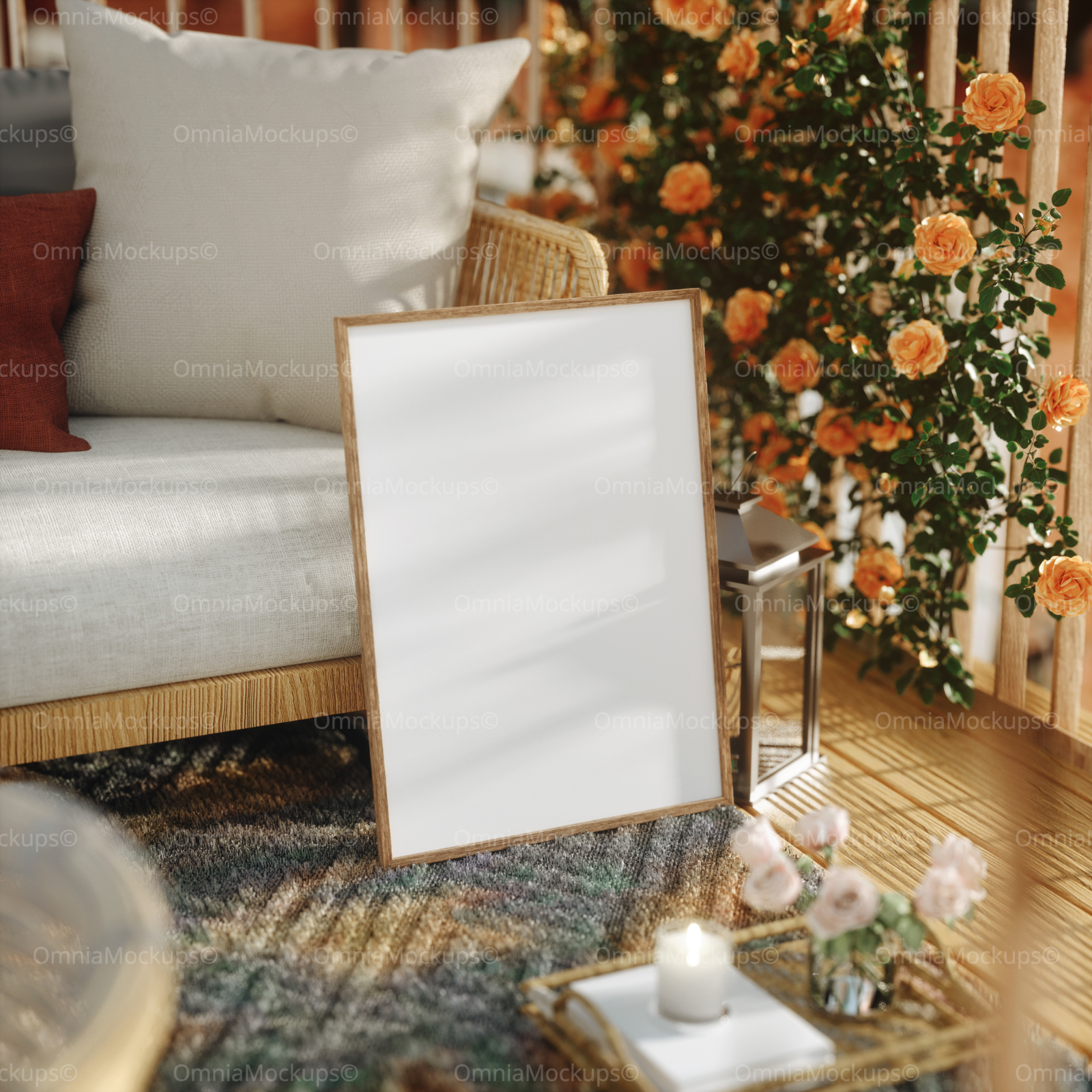 Vertical 5x7 Living Room Frame Mockup With Sunlight