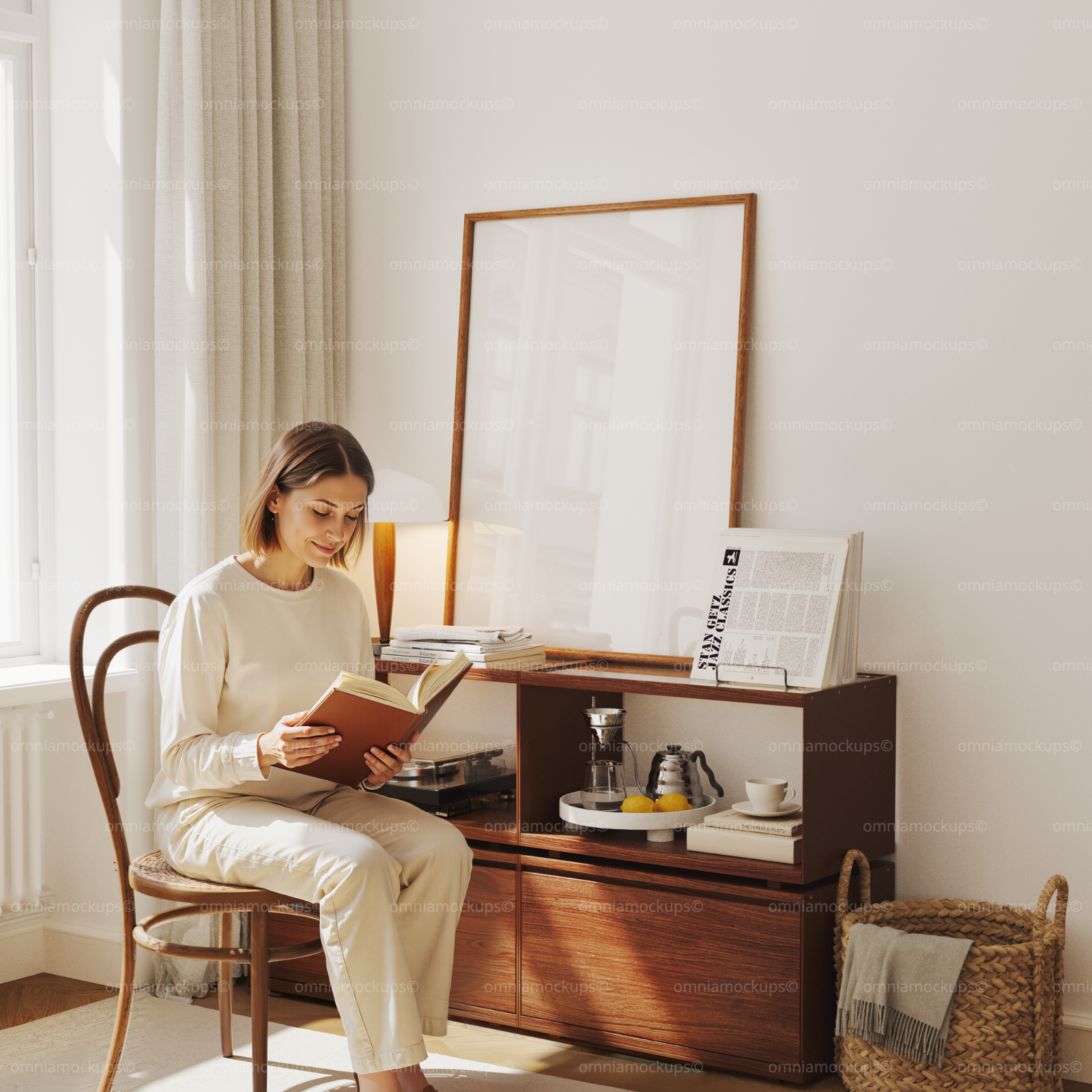 Vertical 3x4 Frame Mockup With Reflection And With Person