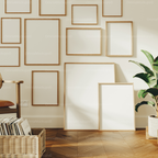 12 Wall Gallery 3x4 Frames Mockup With Sunlight
