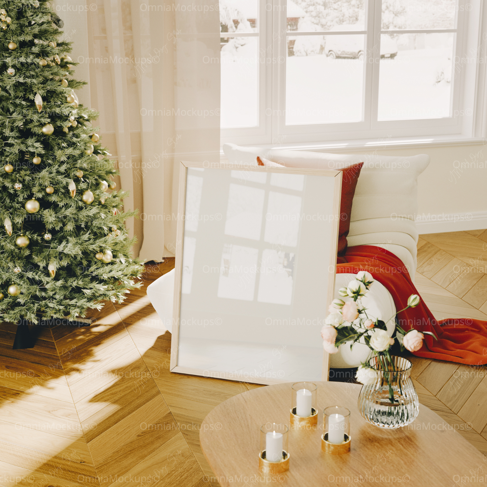 Vertical 5x7 Living Room Frame Mockup With Reflection