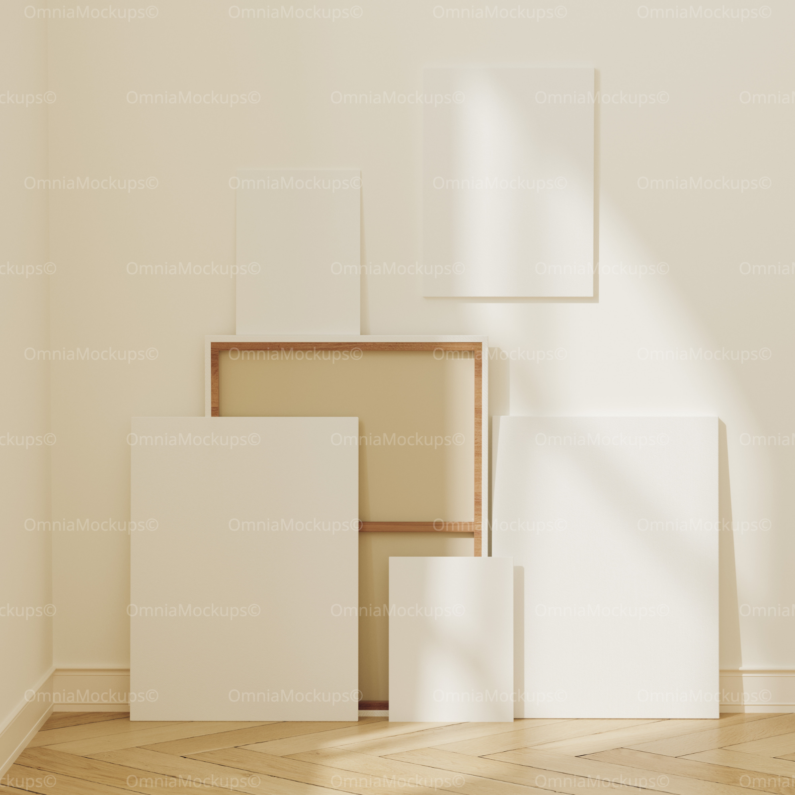 5 Vertical 3x4 Posters Mockup With Sunlight