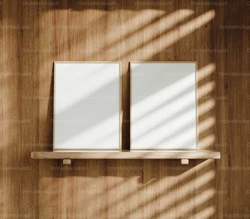 2 Vertical 3x4 Frames Mockup With Sunlight