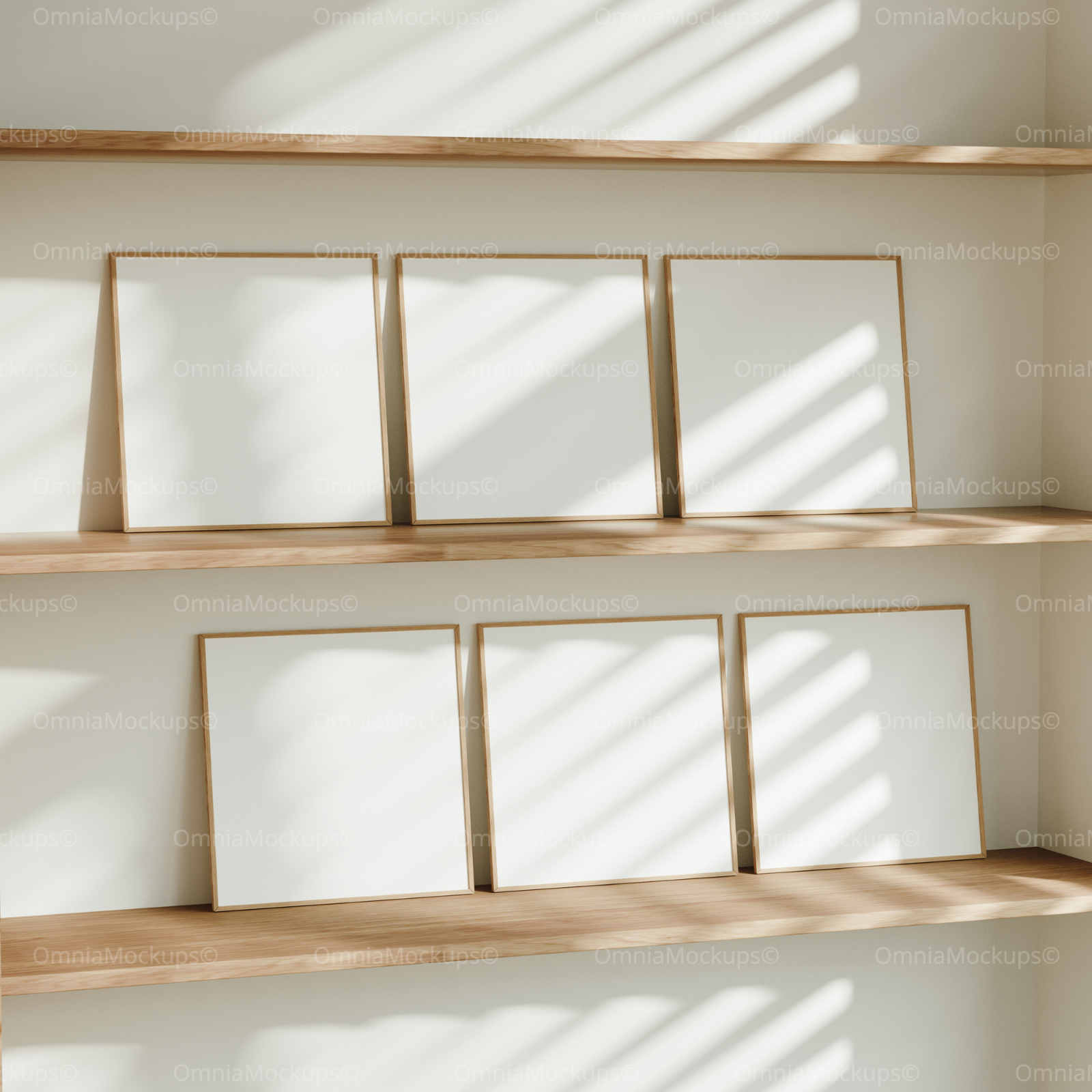 6 Square Frames Mockup With Sunlight