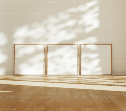 3 Square Frames Mockup With Sunlight