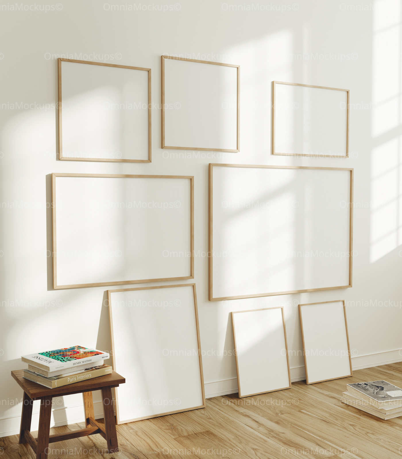 8 Frames Mockup With Sunlight