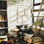 5 Wall Frames Mockup With Sunlight