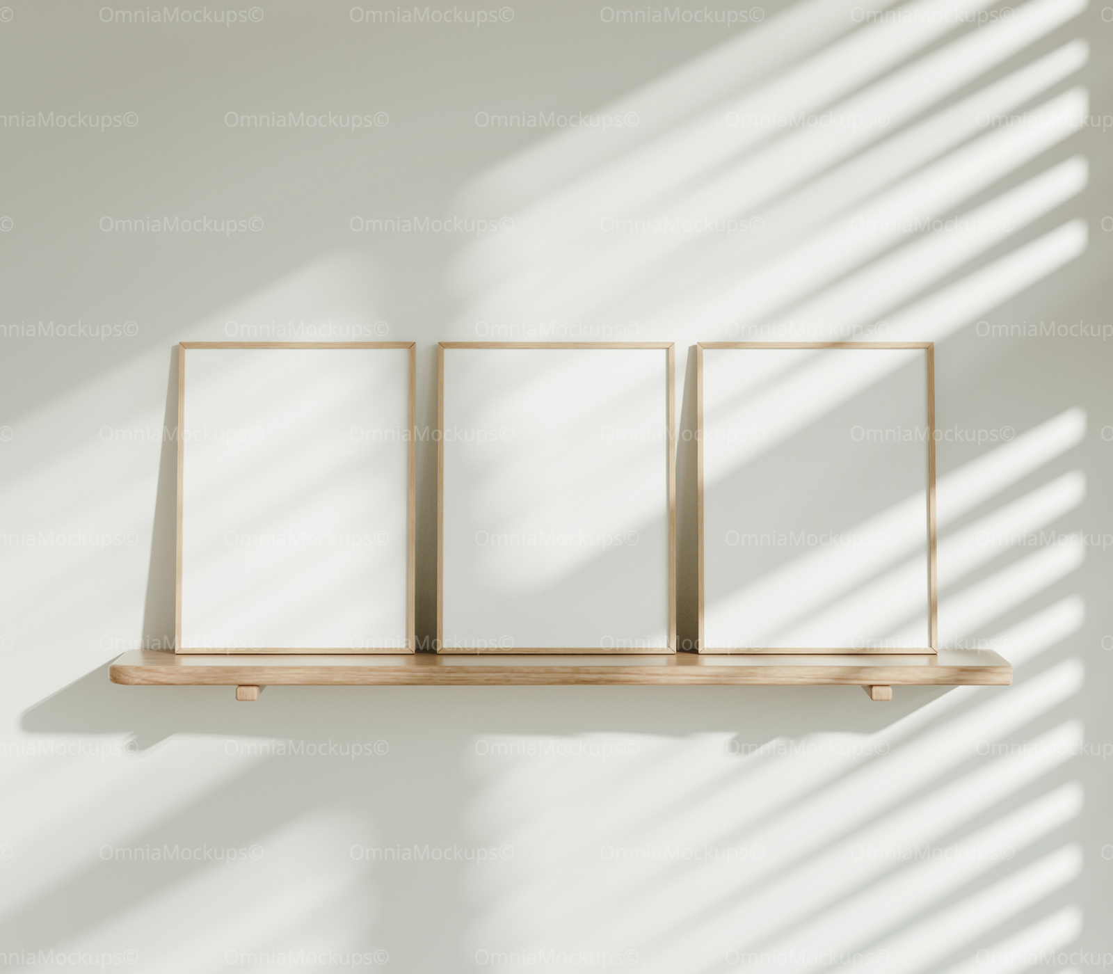 3 Vertical 3x4 Frames Mockup With Sunlight