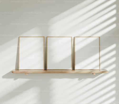 3 Vertical 3x4 Frames Mockup With Sunlight