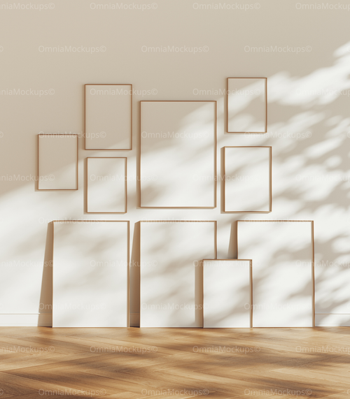 10 Vertical 5x7 Frames Mockup With Sunlight