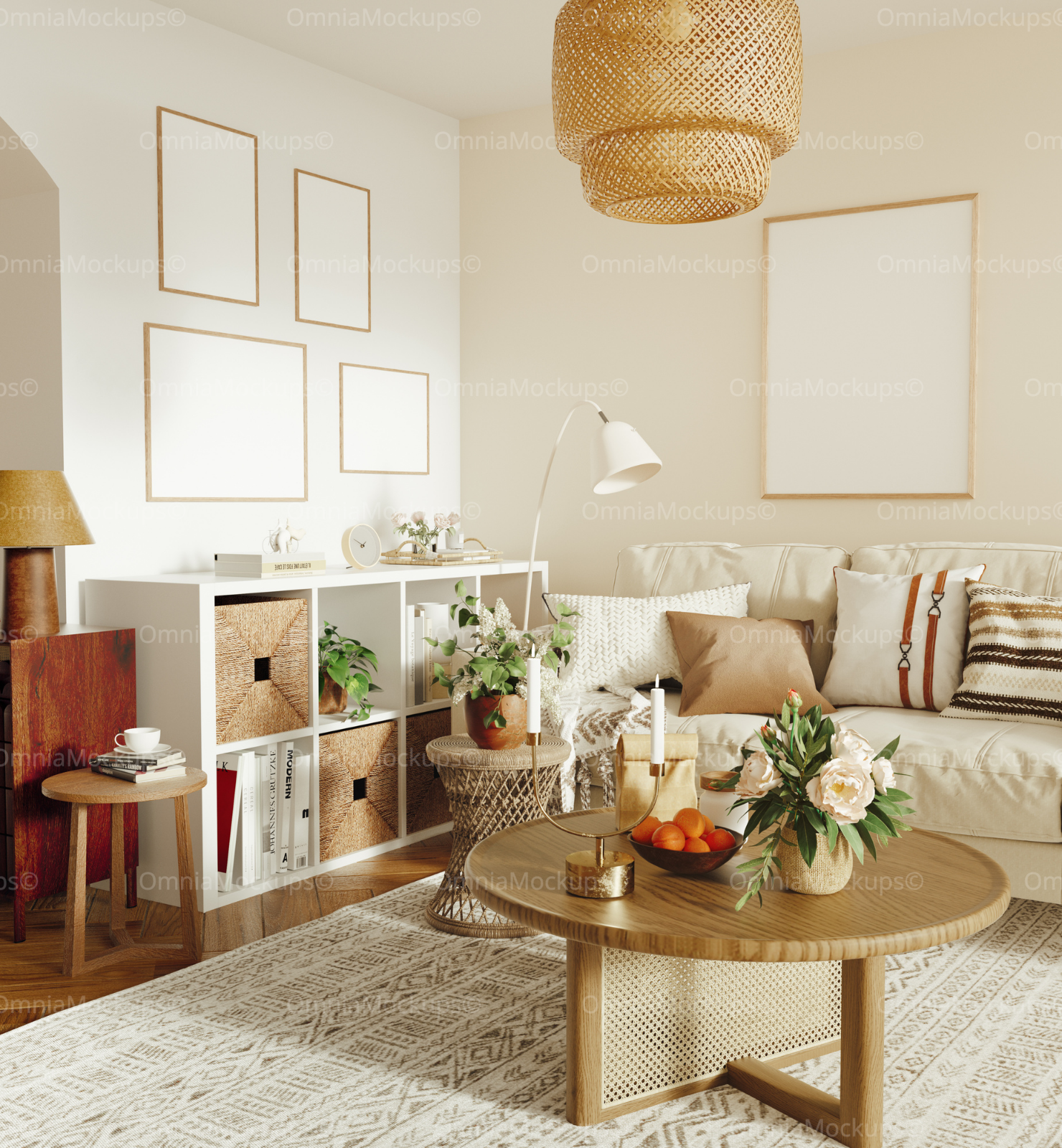 5 Living Room 3x4 Wall Frames Mockup