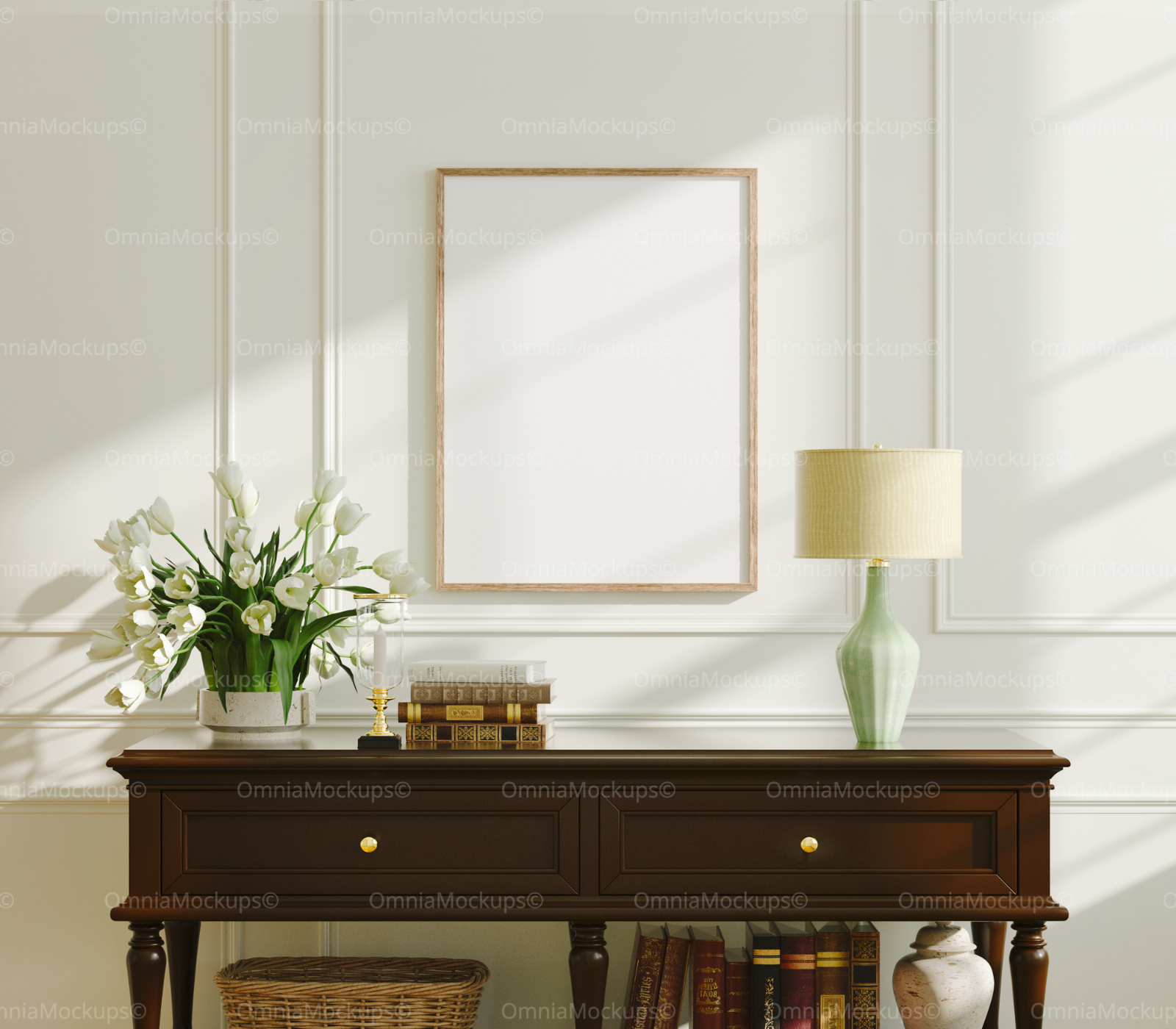 Vertical 3x4 Wall Frame Mockup With Sunlight