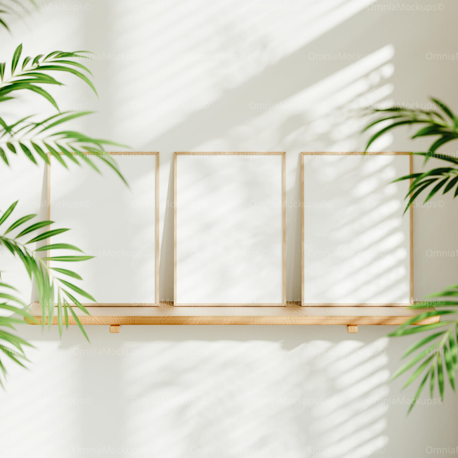 3 Vertical 5x7 Frames Mockup With Sunlight