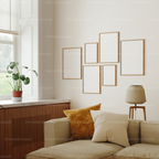 6 Vertical 3x4 Living Room Wall Gallery Frames Mockup