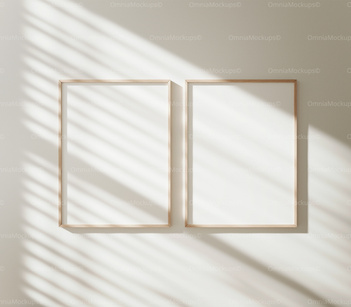 2 Vertical 3x4 Wall Frames Mockup With Sunlight