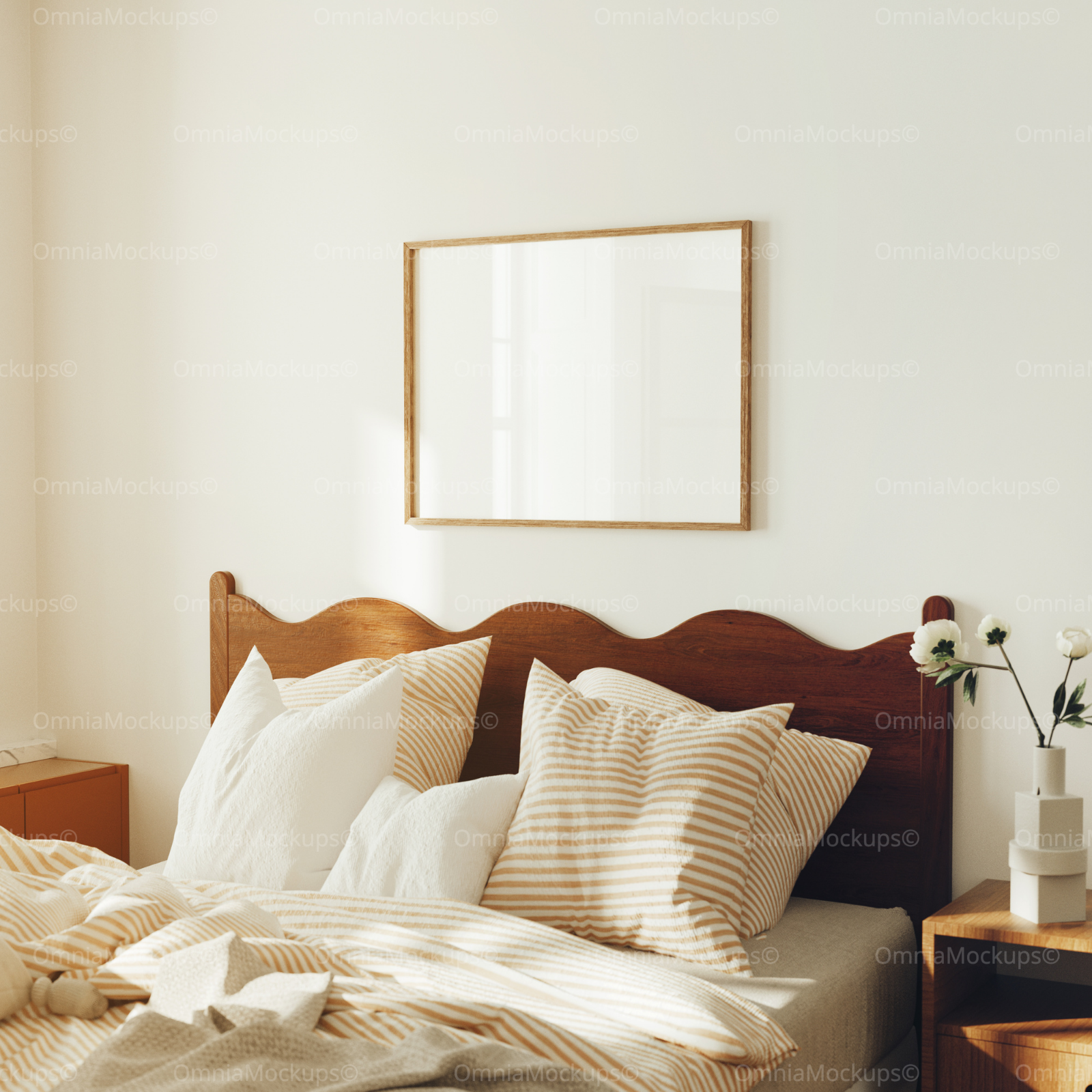 Horizontal 4x3 Bedroom Frame Mockup With Reflection