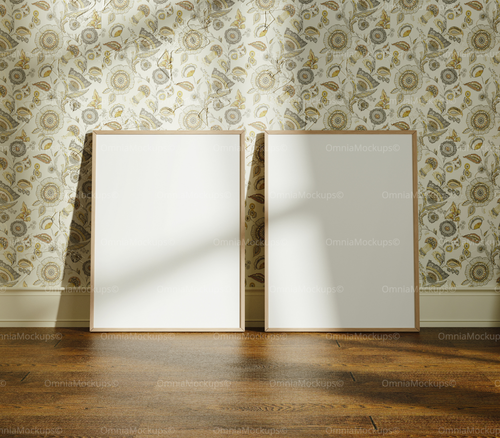 2 Vertical 3x4 Frames Mockup With Sunlight