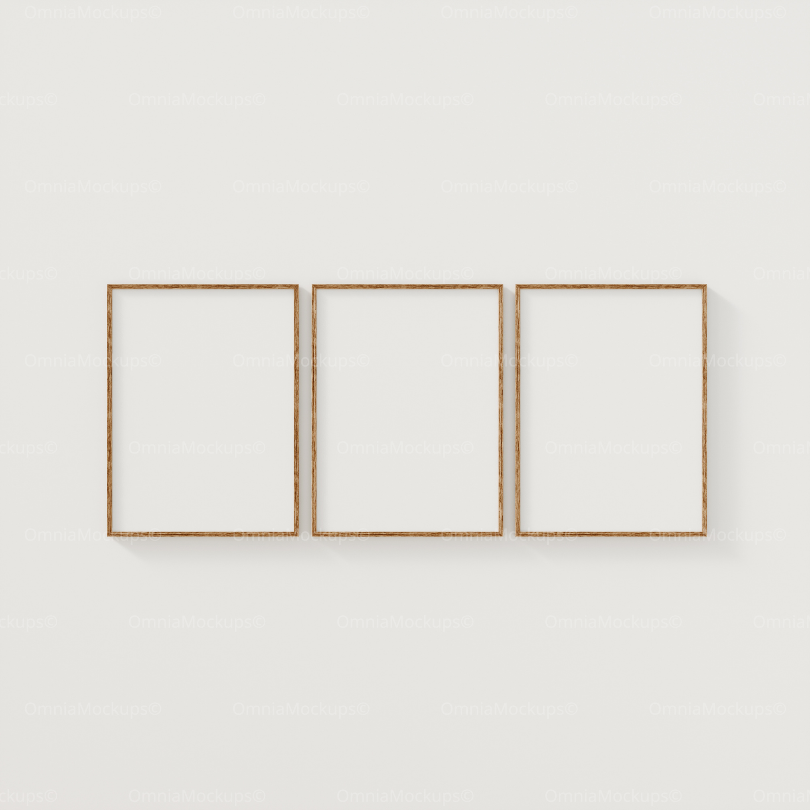 3 White Wall Vertical 3x4 Frames Mockup With Sunlight