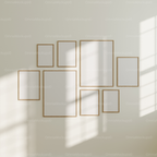 8 Wall Gallery 5x7 Frames Mockup With Sunlight