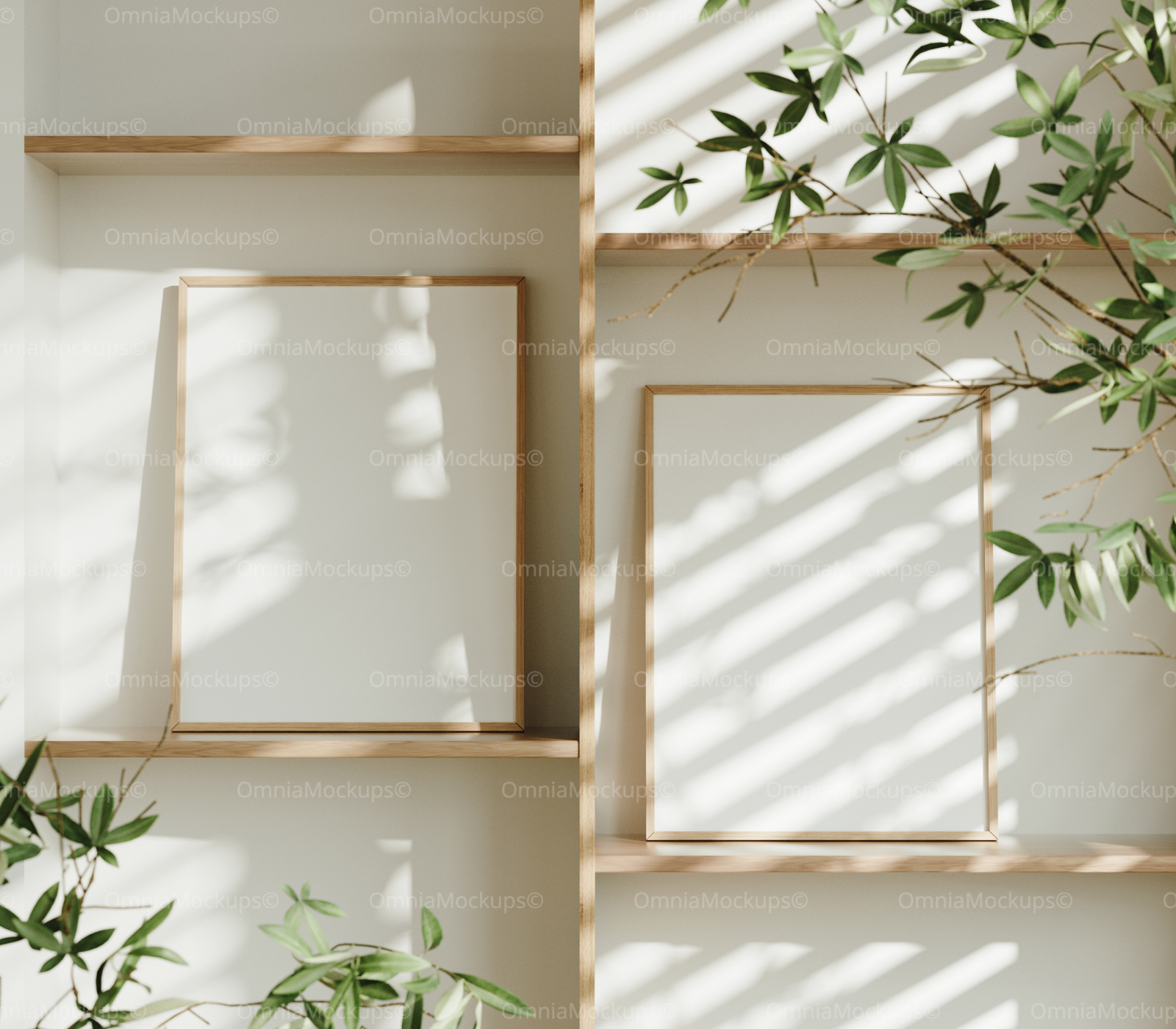 2 Vertical 3x4 Frames Mockup With Sunlight