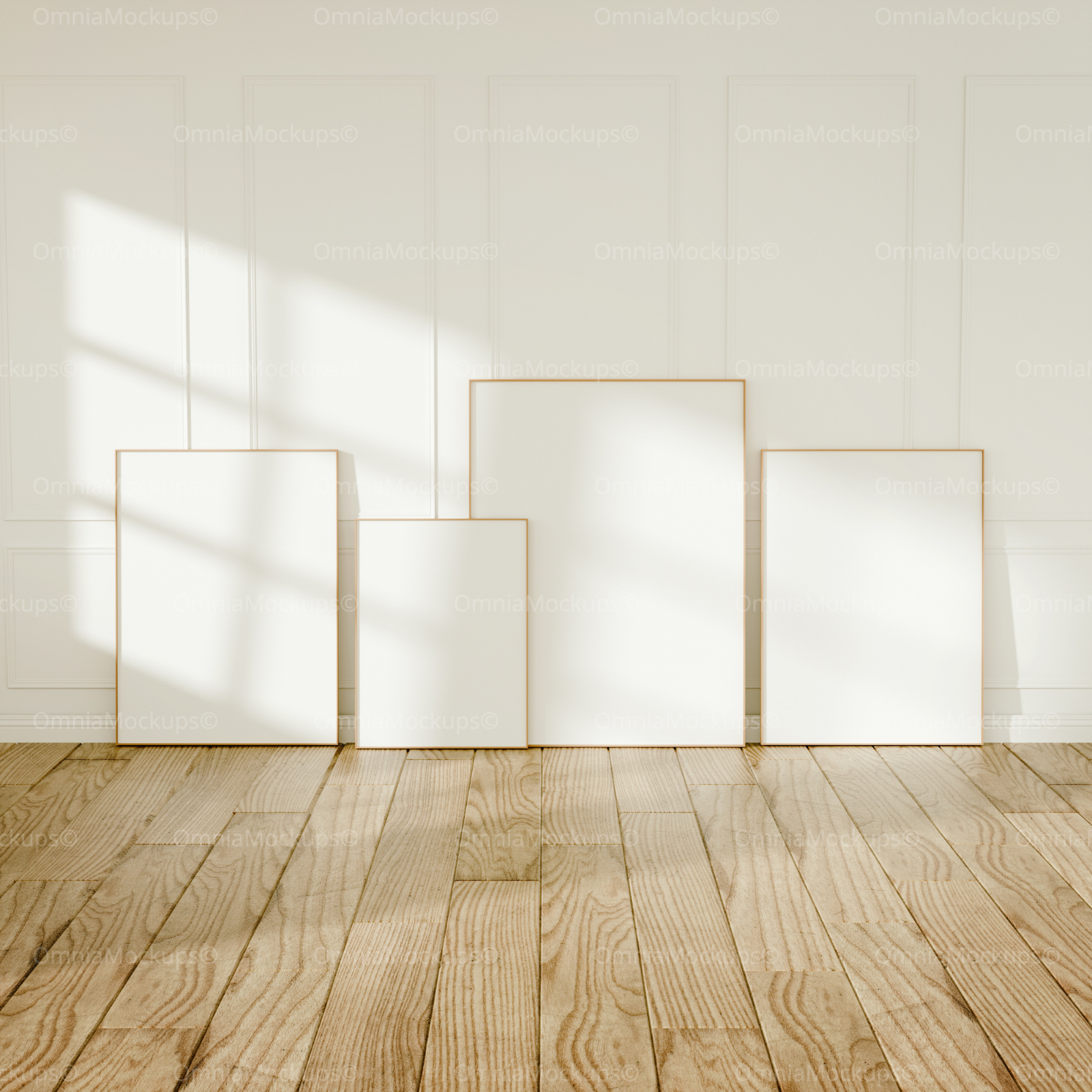 4 Vertical 3x4 Frames Mockup With Sunlight