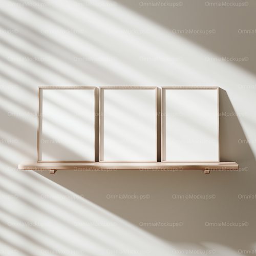 3 Vertical 3x4 Frames Mockup With Sunlight