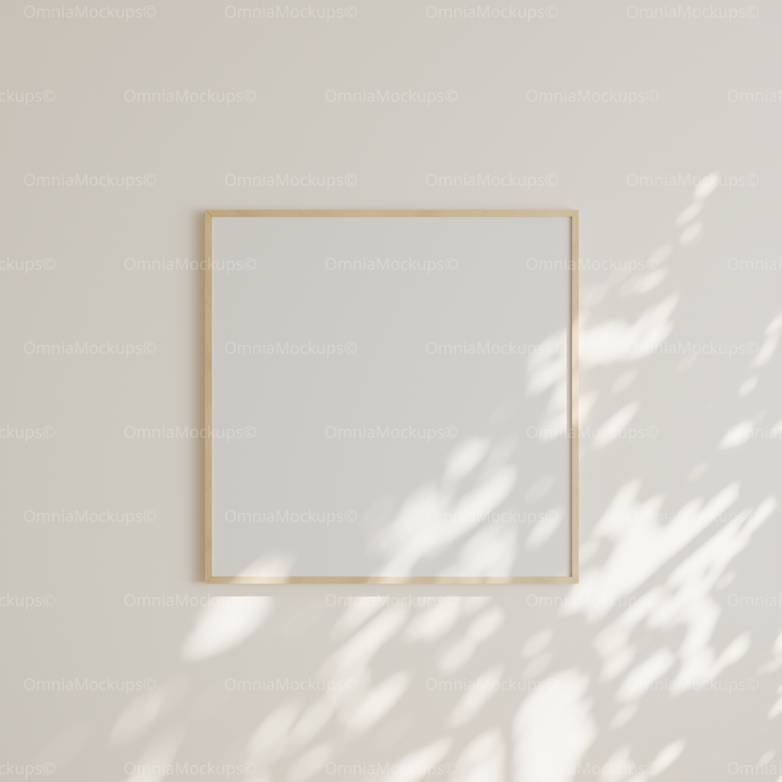 Square Wall Frame Mockup With Sunlight