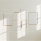 6 Vertical 5x7 Wall Gallery Frames Mockup With Sunlight