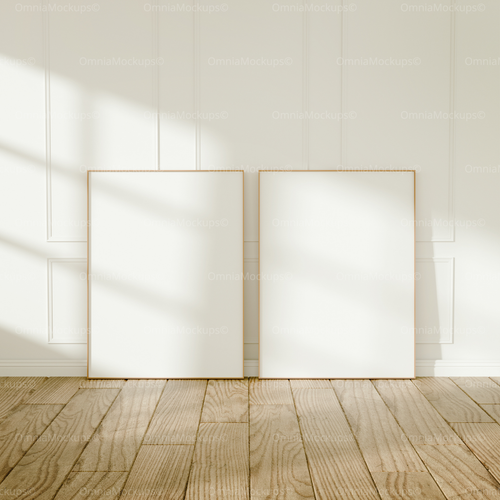 2 Vertical 3x4 Frames Mockup With Sunlight
