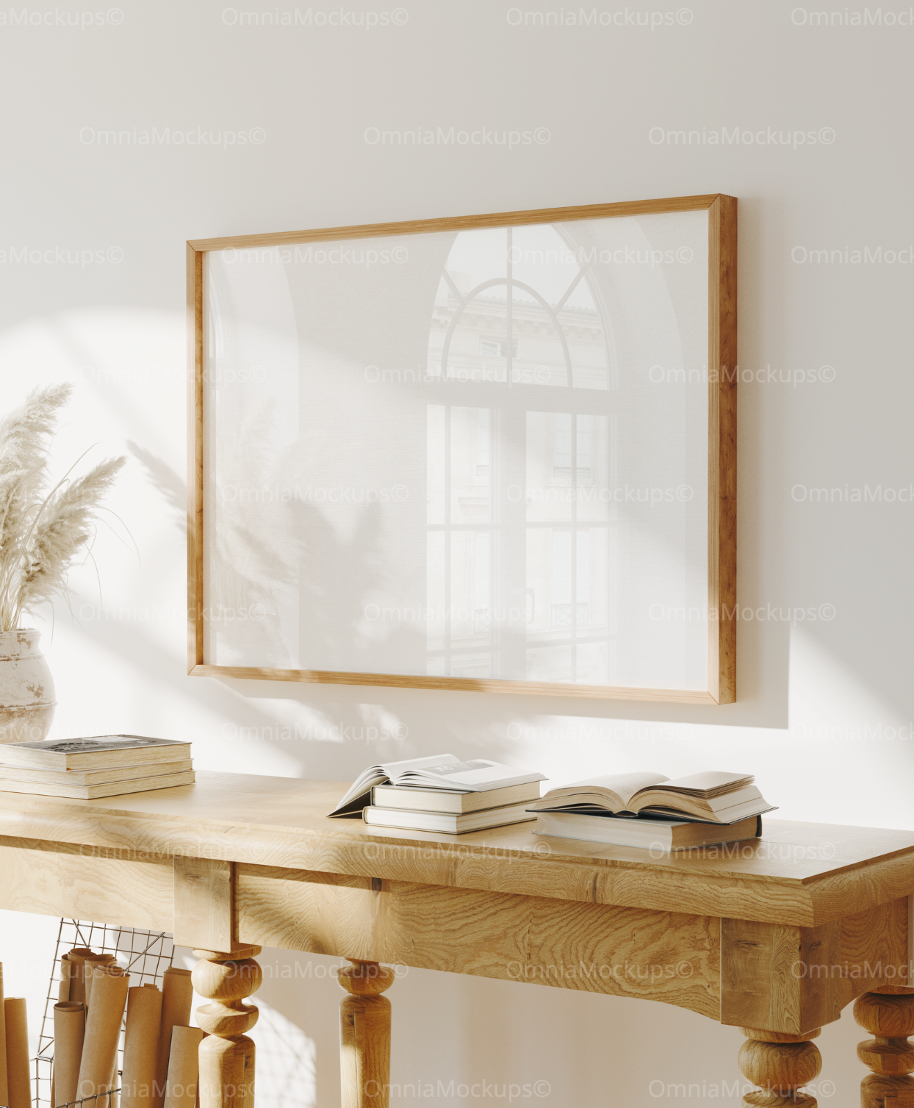 Horizontal 4x3 Wall Frame Mockup With Reflection