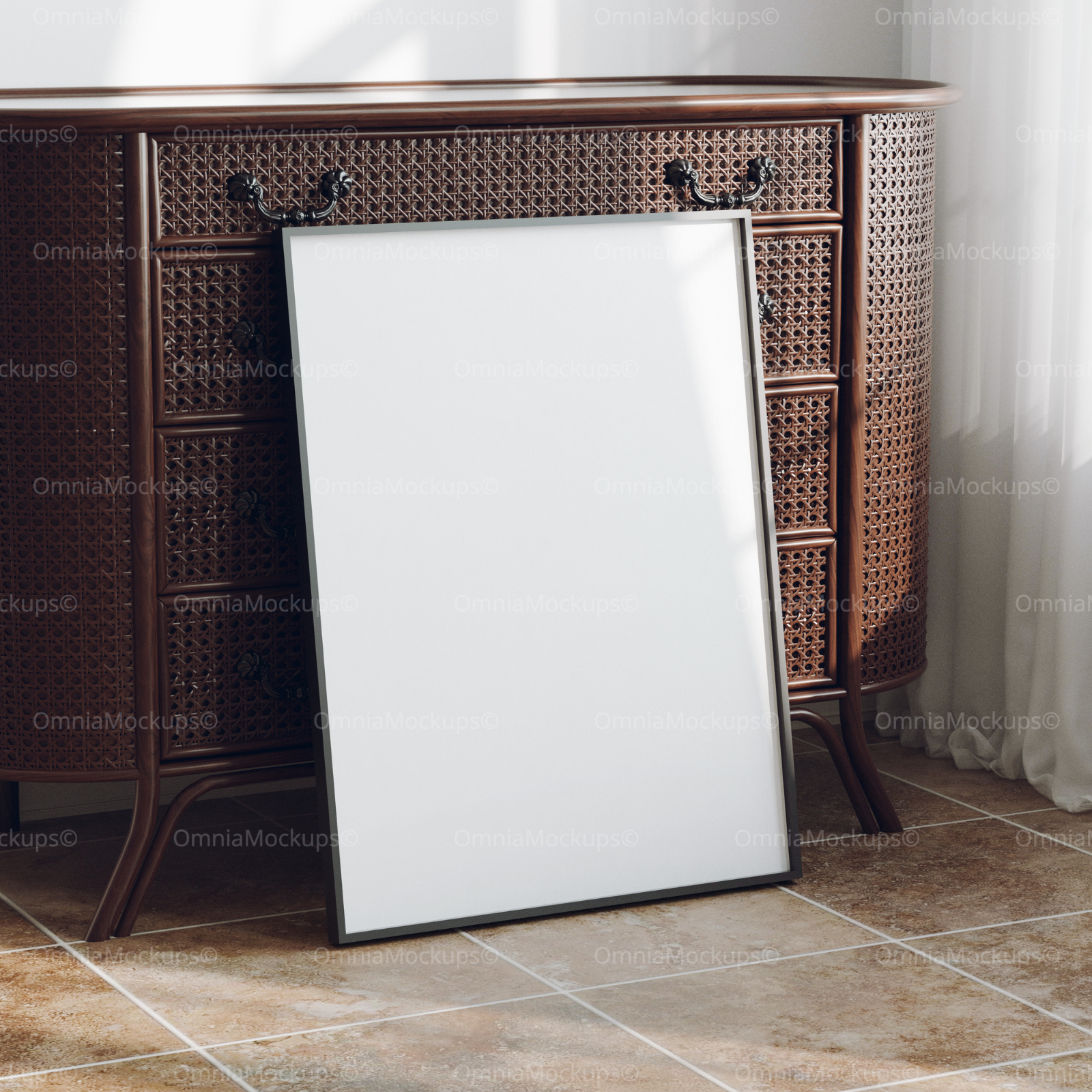 Vertical 3x4 Frame Mockup With Reflection