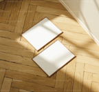 2 Vertical 3x4 Frames On The Floor Mockup With Sunlight