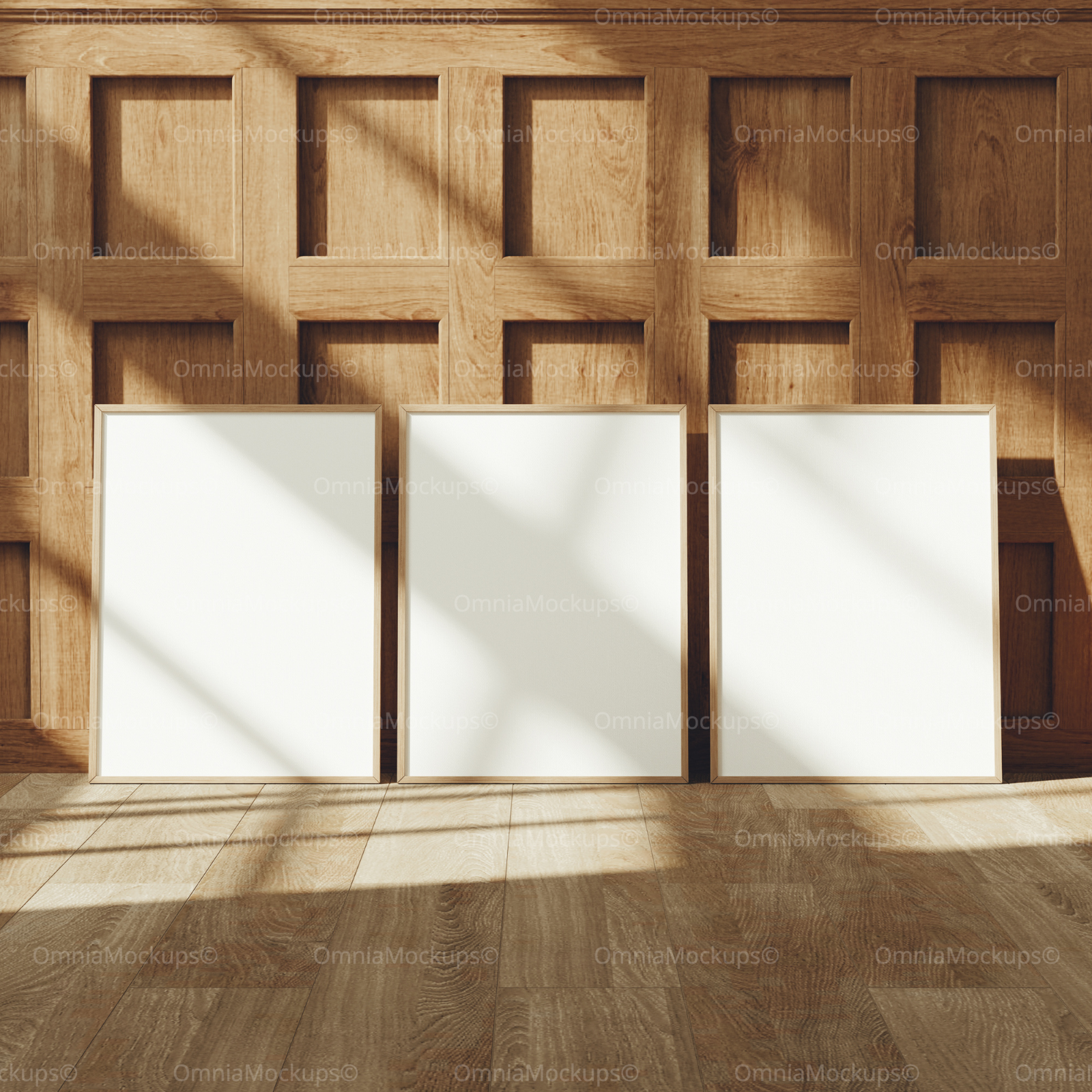 3 Vertical 3x4 Frames Mockup With Sunlight